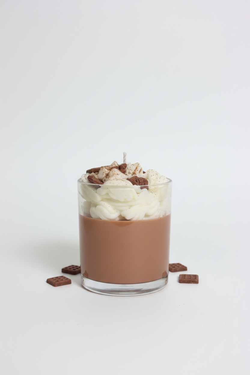 Hot Chocolate Kerze von hinten mit weißem Hintergrund