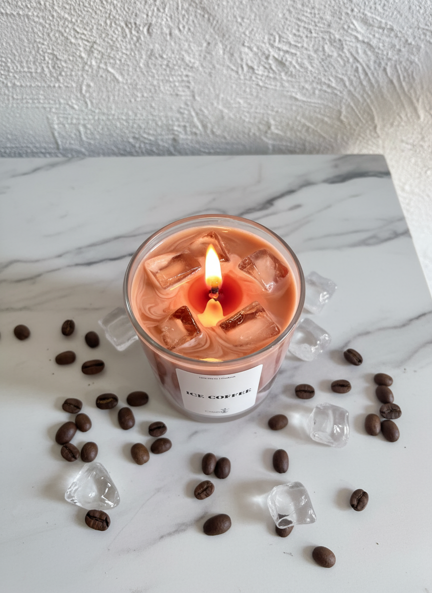 Ice Coffee Burning Top View Textured