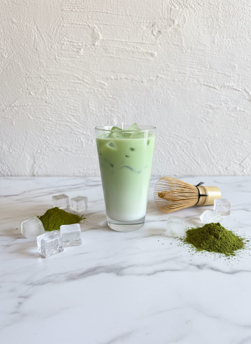 Ice Matcha Side View Perfect Marble