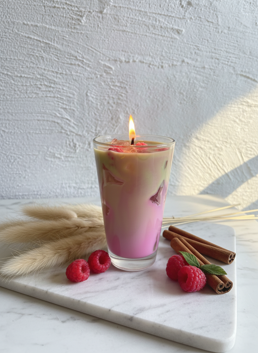 Ice Raspberry Latte - Brennend mit Pampasgras Front